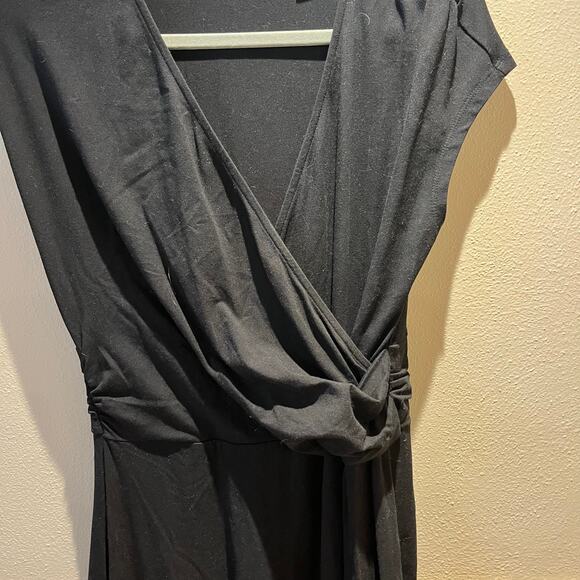 Lands End Womens Maxi Dress Black Sz S Wrap Ruched Summer Casual - Picture 3 of 4